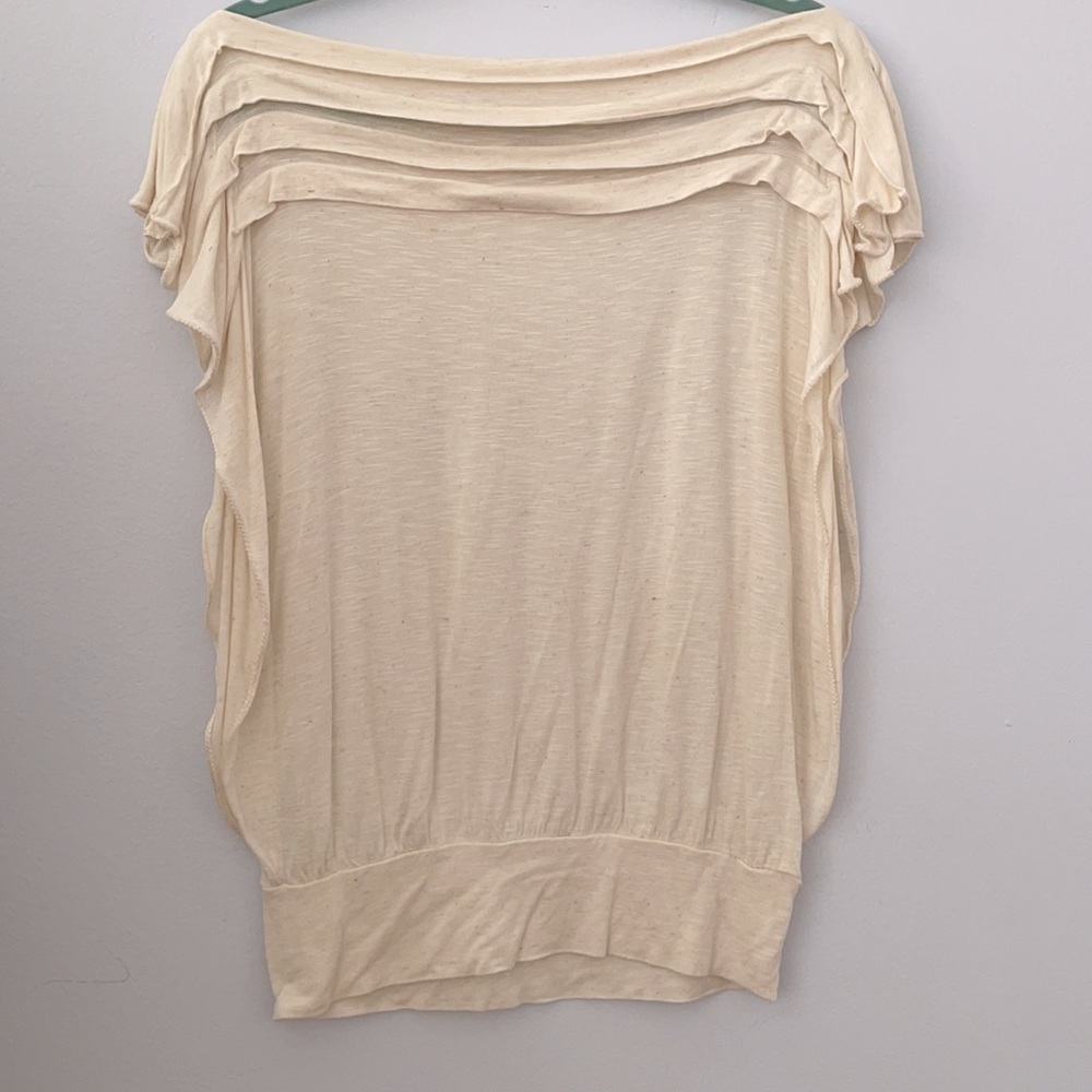 Max Studio Banded Waist Flutter Sleeve Blouse